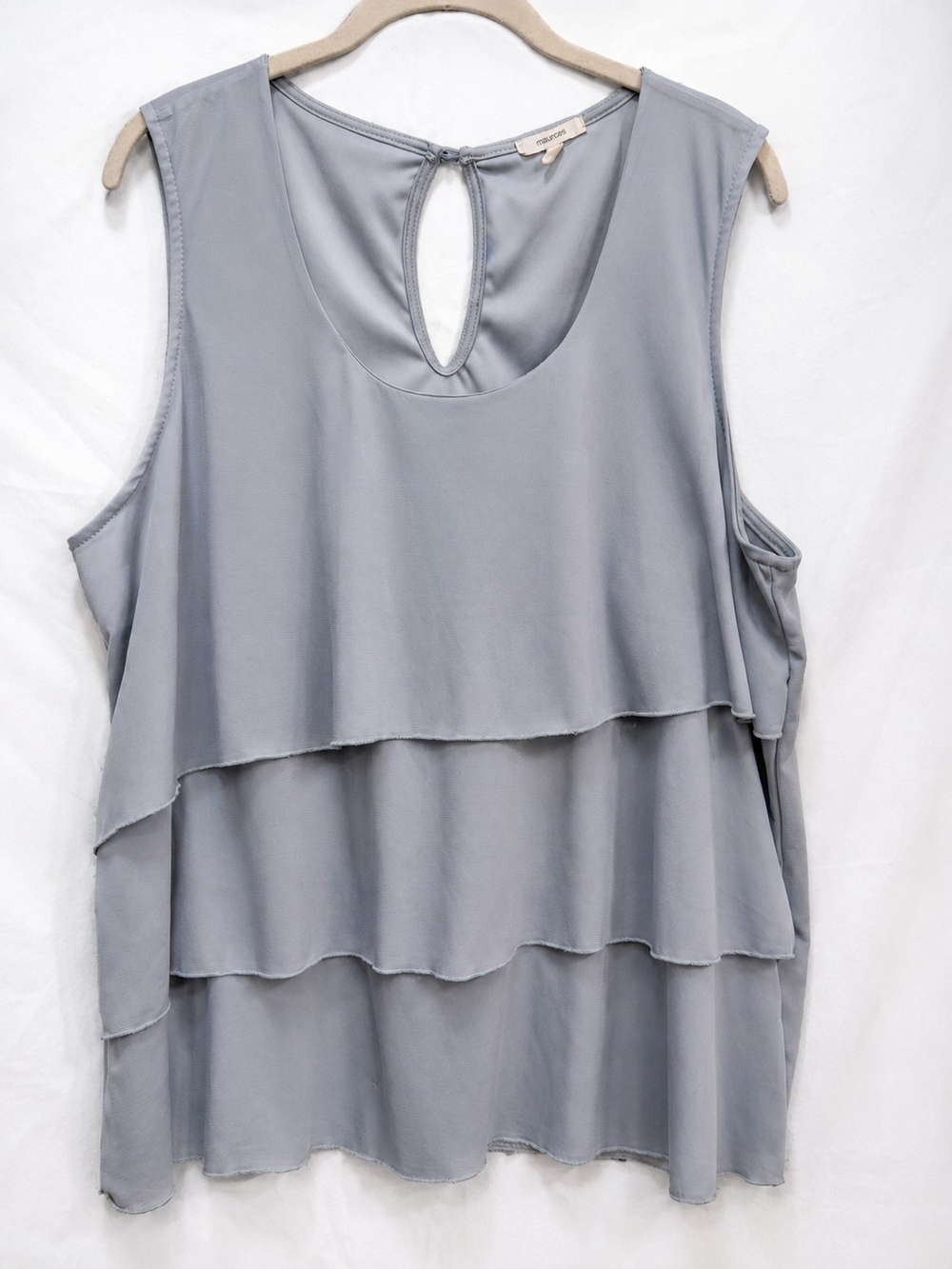 Maurices Size 2 Gray Blue Tiered Ruffle Sleeveless Blouse